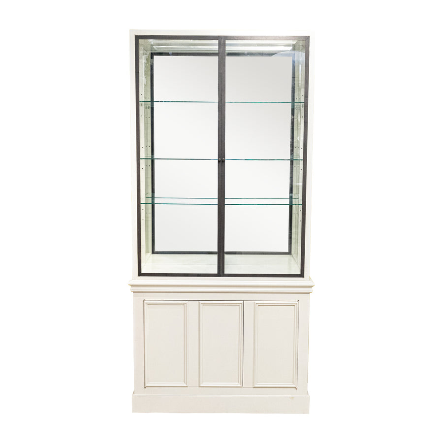 ROCHE BOBOIS Beige Glaze Display Case With Cupboards