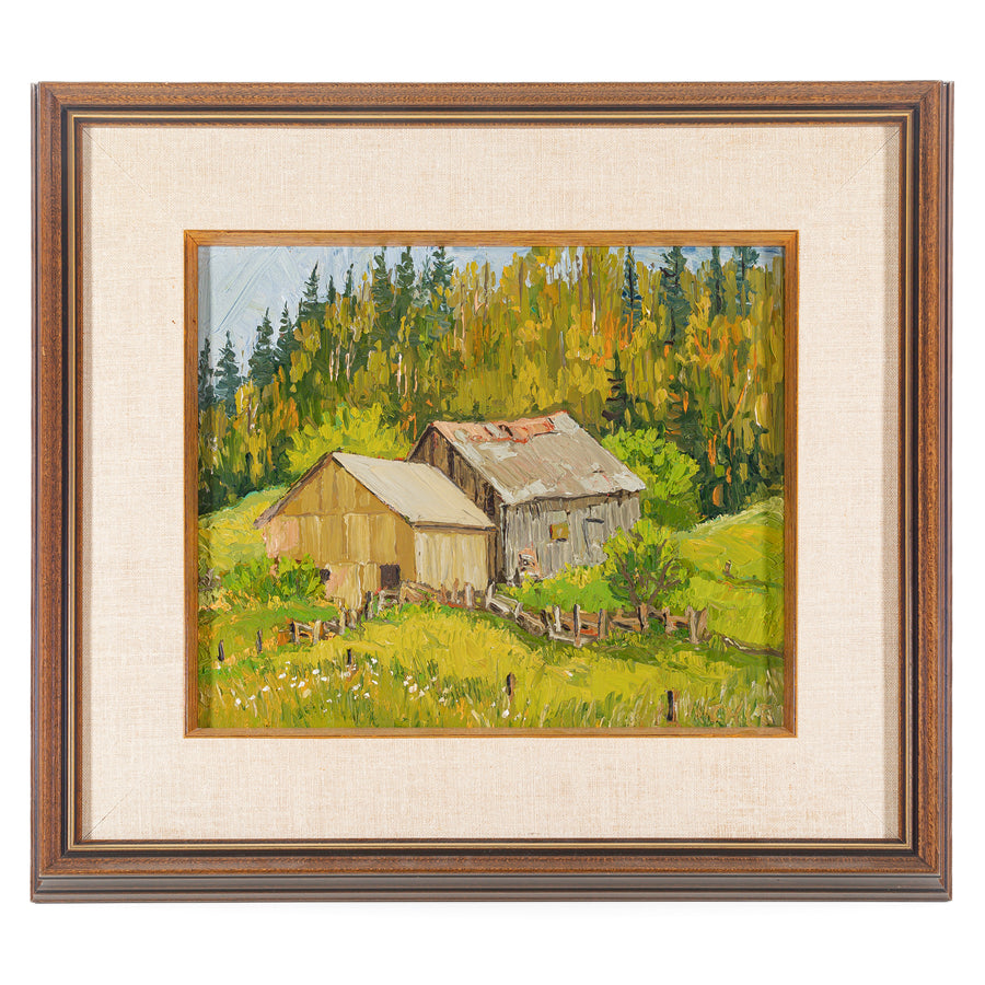 Lawrence Nickel (Canadian 1931-2014)"Old Barn And New Barn East Of Burk's Falls"