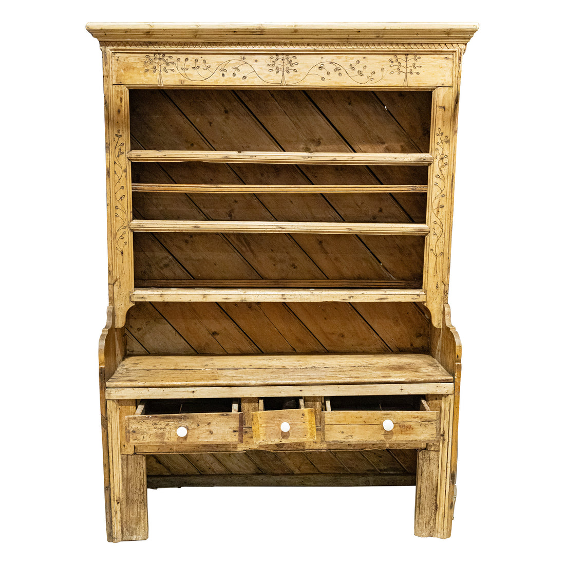 Antique Primitive Pine Welsh Dresser