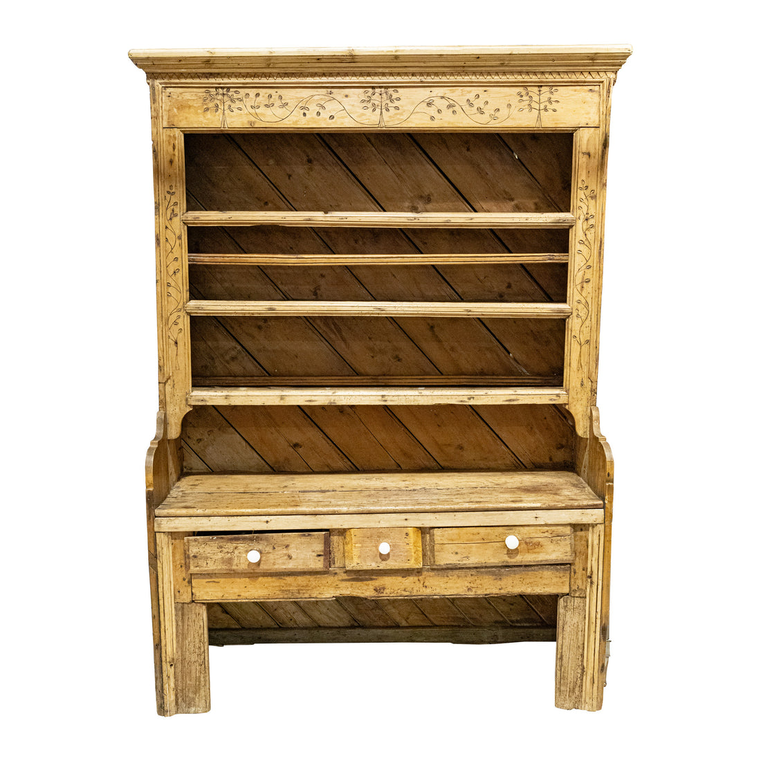 Antique Primitive Pine Welsh Dresser