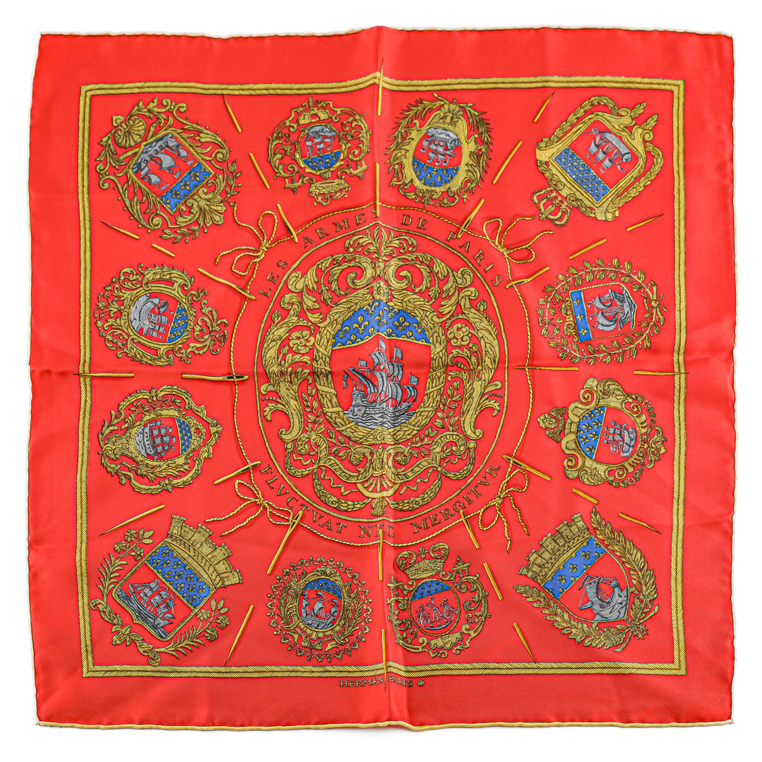 HERMES Silk Scarf  45- Les Armes De Paris
