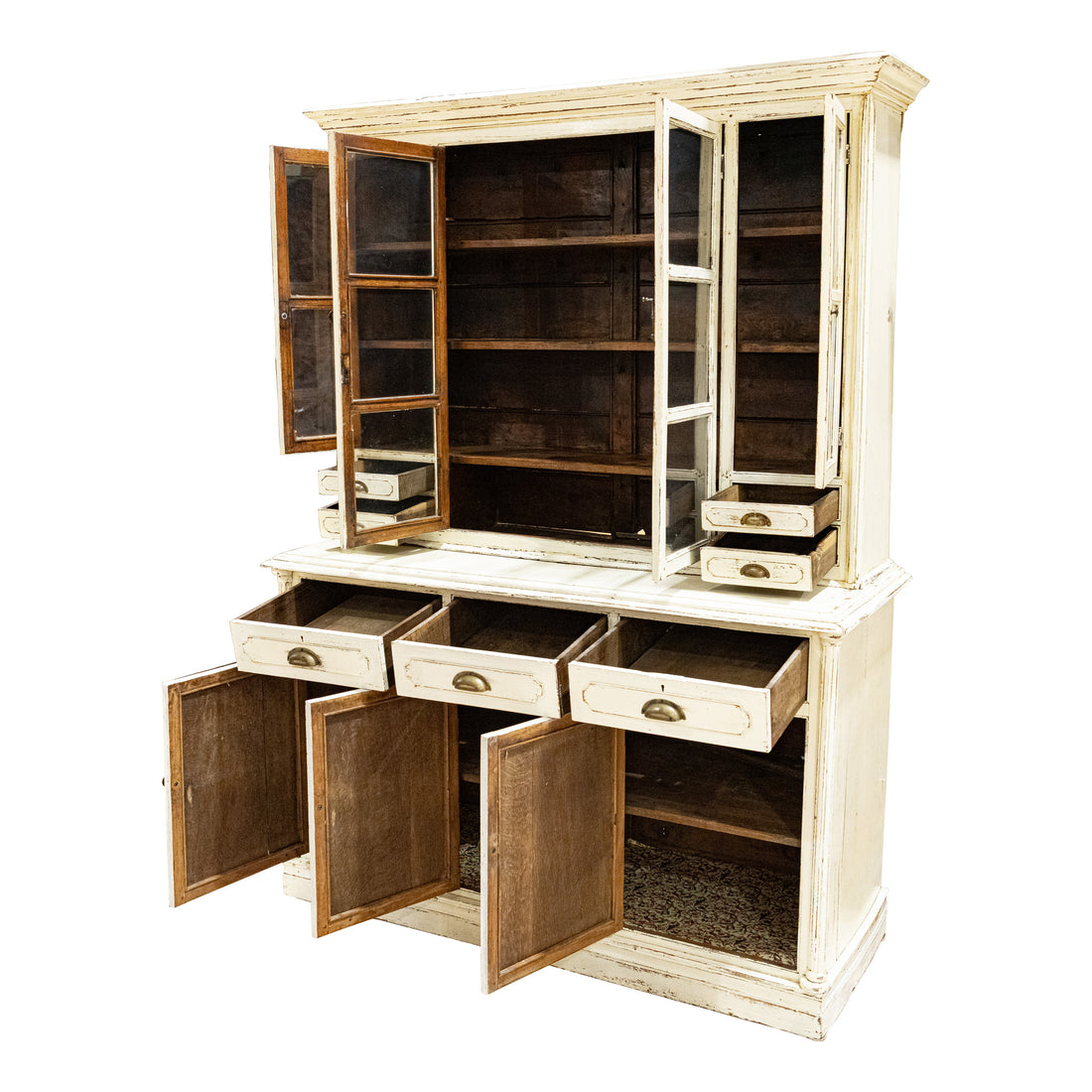 Painted Vintage Oak China Hutch