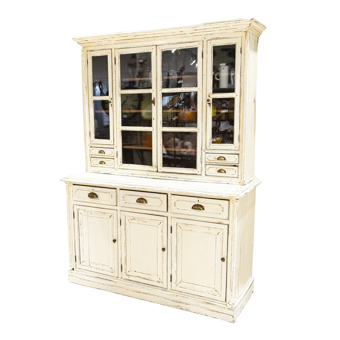 Painted Vintage Oak China Hutch