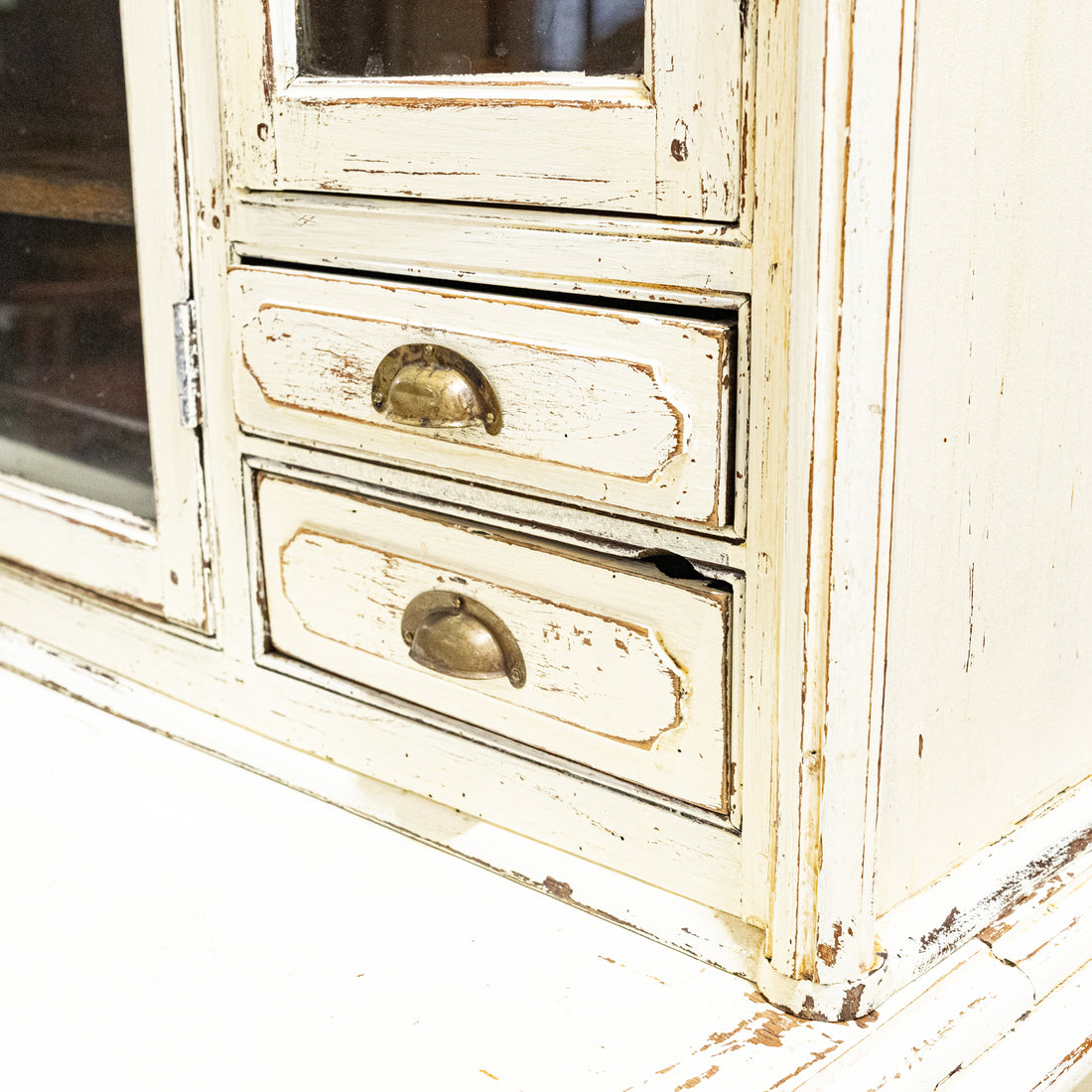 Painted Vintage Oak China Hutch