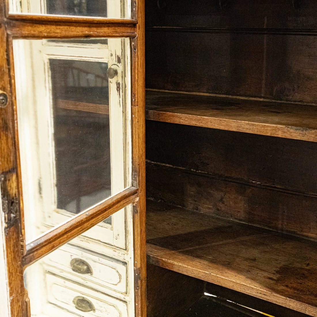 Painted Vintage Oak China Hutch