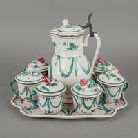 Antique Sceaux France Faience Cocoa Set 14 Pieces