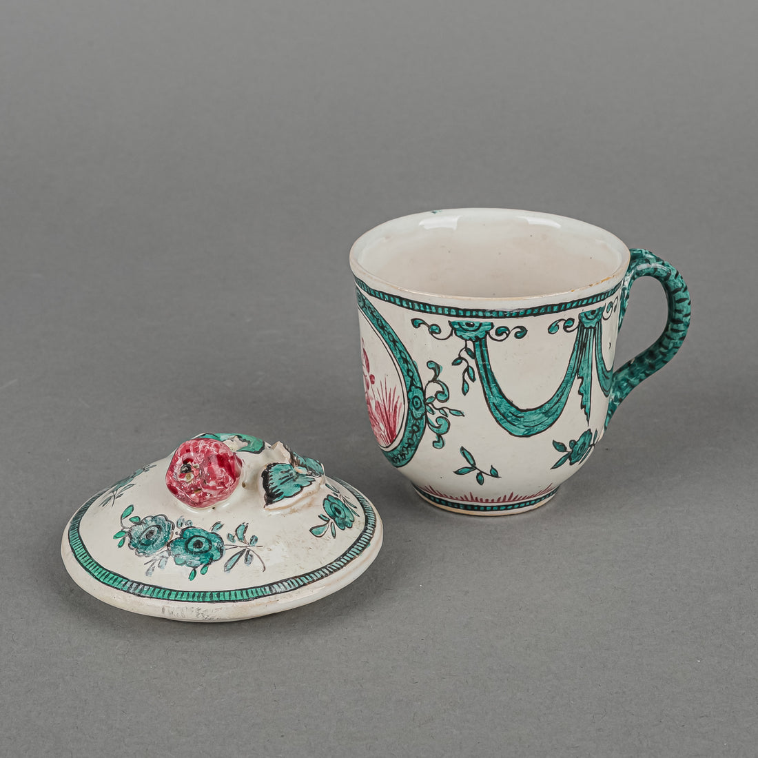 Antique Sceaux France Faience Cocoa Set 14 Pieces