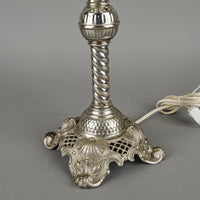 CHARLES PARKER Converted Nickel Plated Oil Lamp With Shade