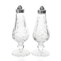 WATERFORD Cut Crystal Silverplate Top Footed Salt And Pepper Shaker Set - 2 Pieces