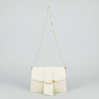 STRATHBERRY "Box Crescent" Cream Leather Handbag