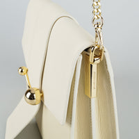 STRATHBERRY "Box Crescent" Cream Leather Handbag