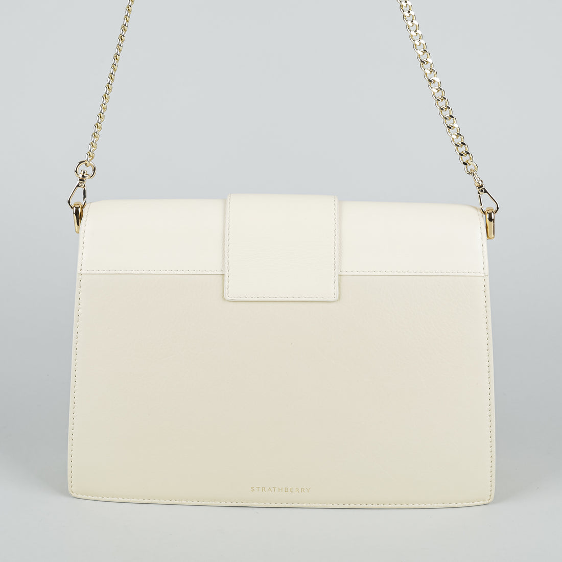 STRATHBERRY "Box Crescent" Cream Leather Handbag