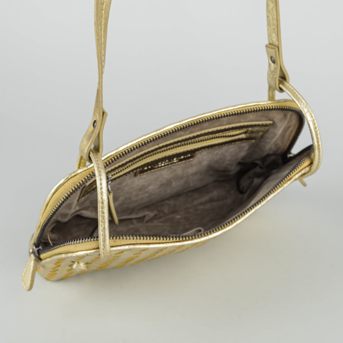 BOTTEGA VENETA Gold Metallic Nodini Crossbody Handbag