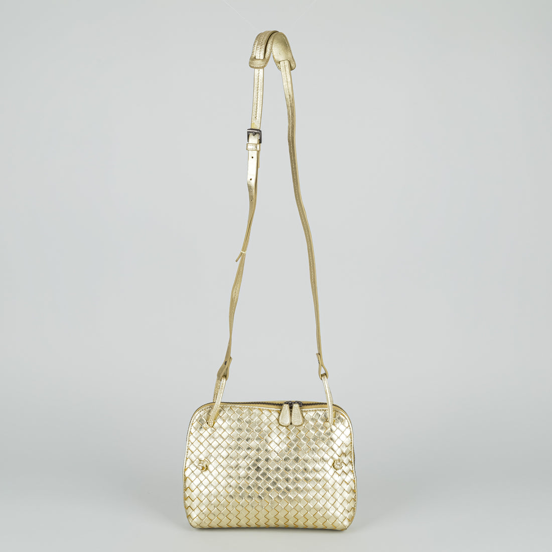 BOTTEGA VENETA Gold Metallic Nodini Crossbody Handbag
