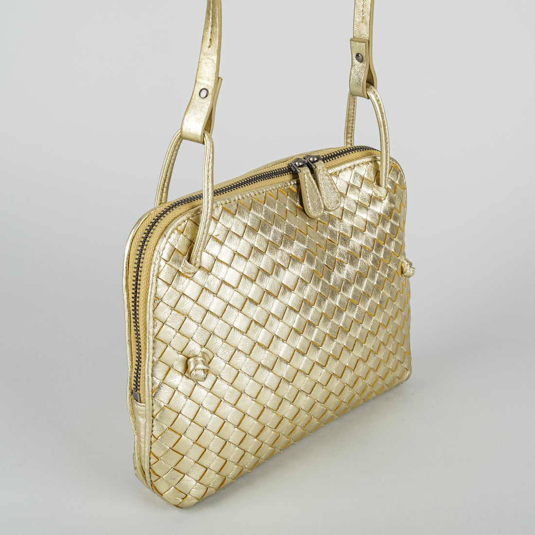 BOTTEGA VENETA Gold Metallic Nodini Crossbody Handbag