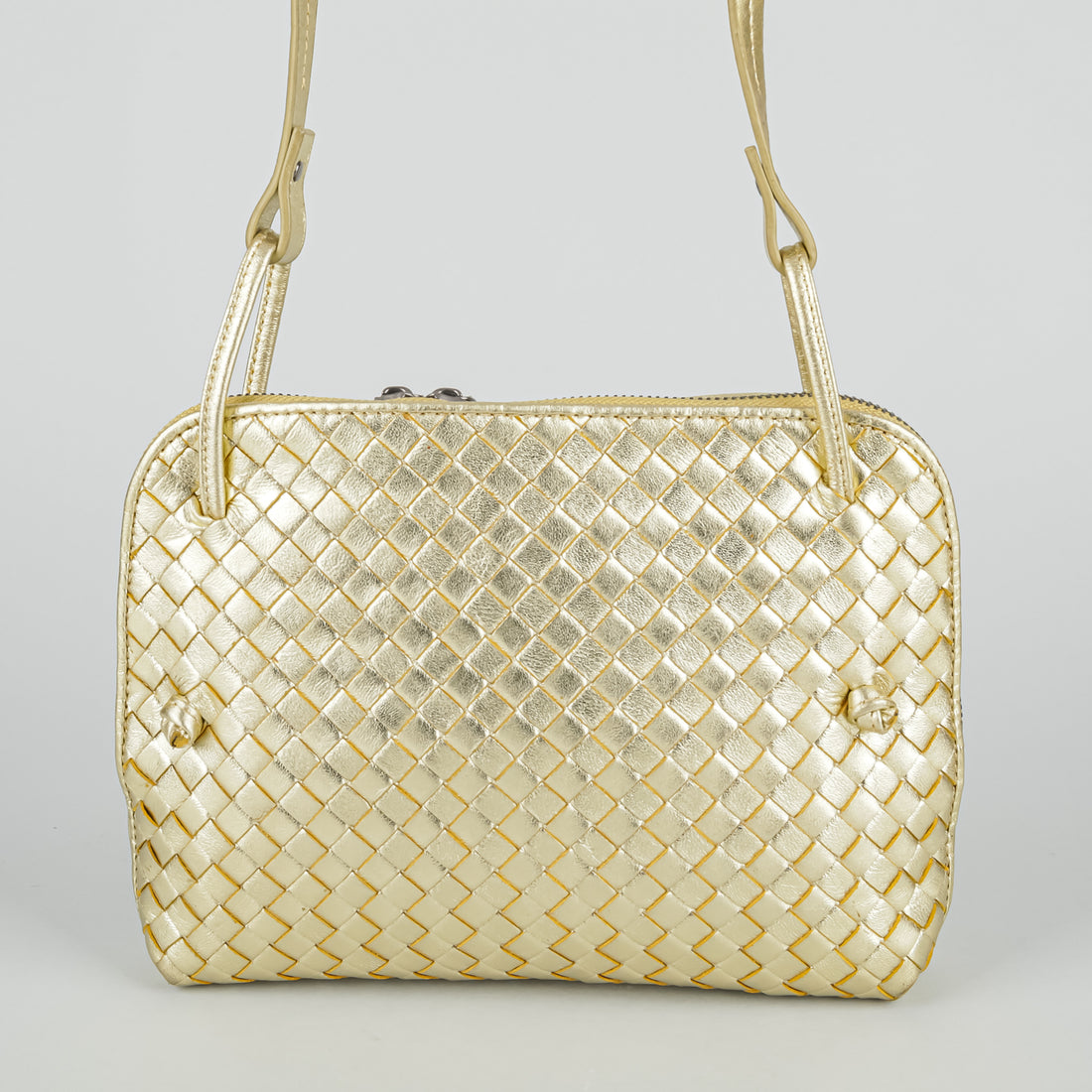 BOTTEGA VENETA Gold Metallic Nodini Crossbody Handbag