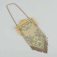 MANDALIAN Gold Tone Enamel Mesh Flapper Bag