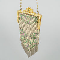 MANDALIAN Gold Tone Enamel Mesh Flapper Bag