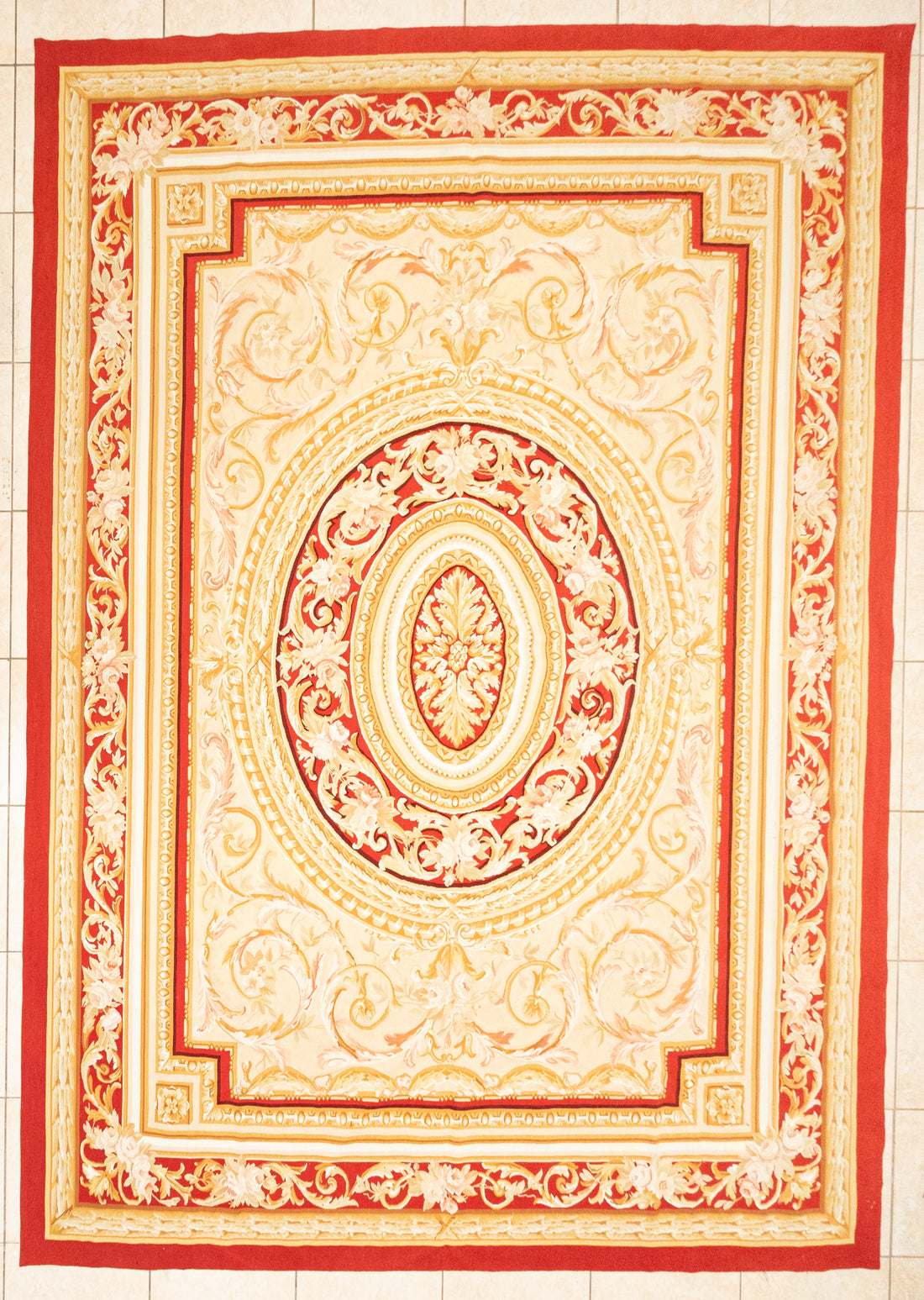 Aubusson Style Needlepoint Flatweave Wool Rug 148"x104"