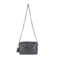 CHANEL Vintage Blue Quilted lambskin Tassel Camera Handbag
