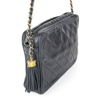 CHANEL Vintage Blue Quilted lambskin Tassel Camera Handbag