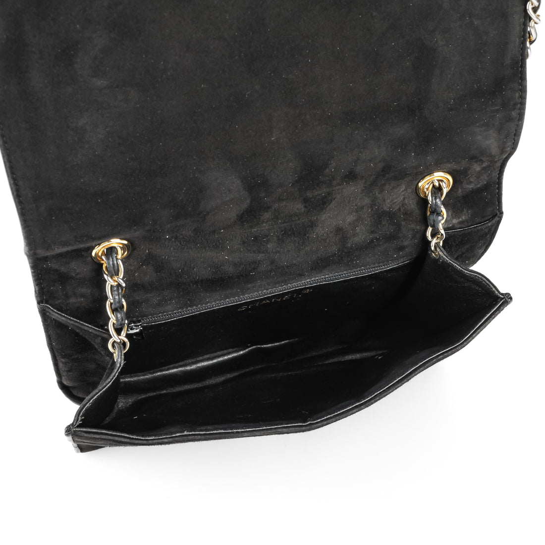 CHANEL Vintage Quilted Suede Flap Handbag