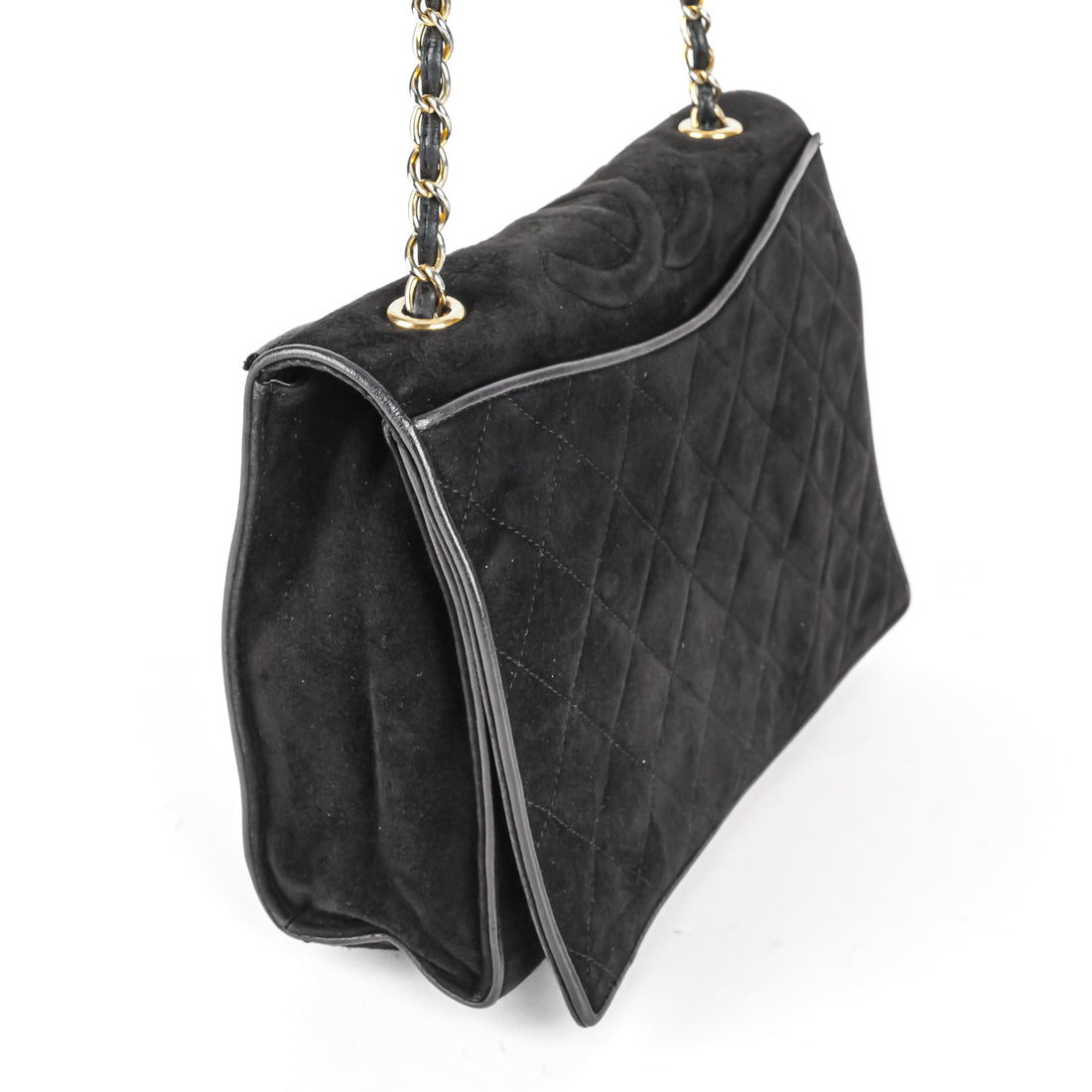 CHANEL Vintage Quilted Suede Flap Handbag