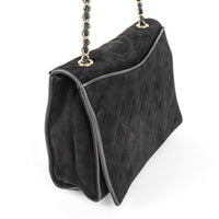 CHANEL Vintage Quilted Suede Flap Handbag