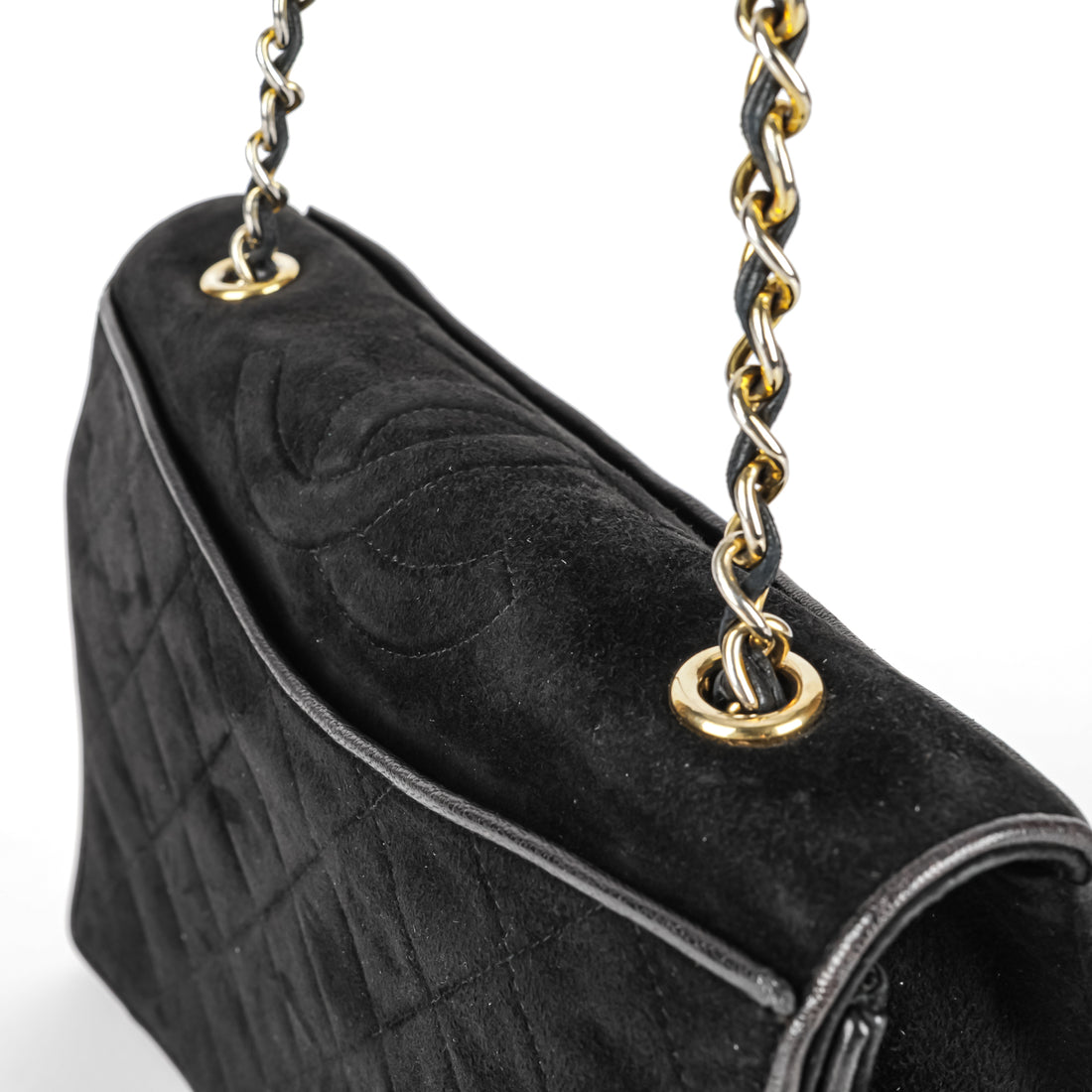 CHANEL Vintage Quilted Suede Flap Handbag