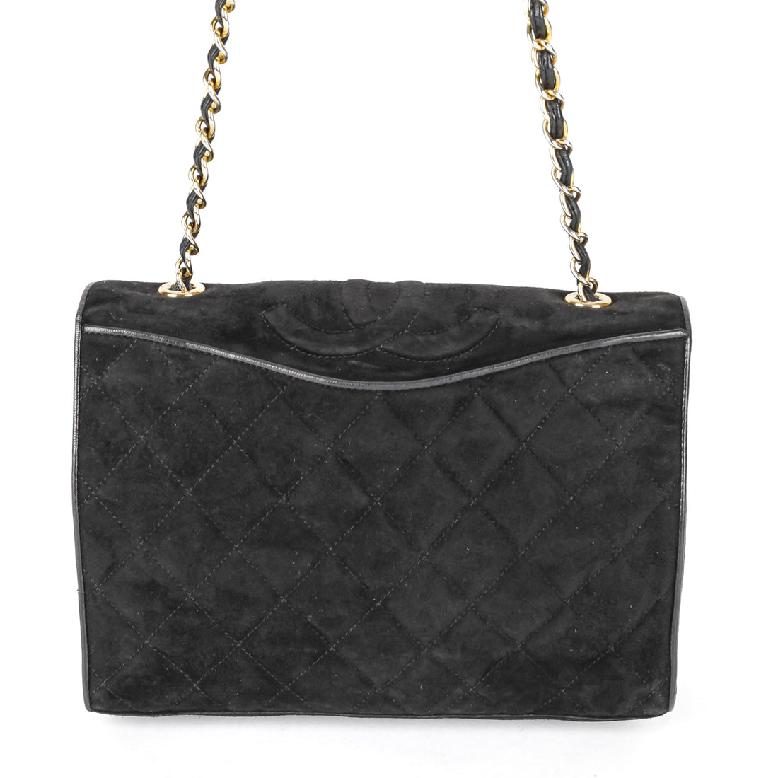 CHANEL Vintage Quilted Suede Flap Handbag