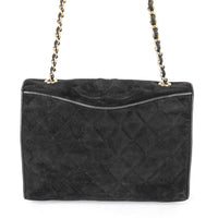 CHANEL Vintage Quilted Suede Flap Handbag