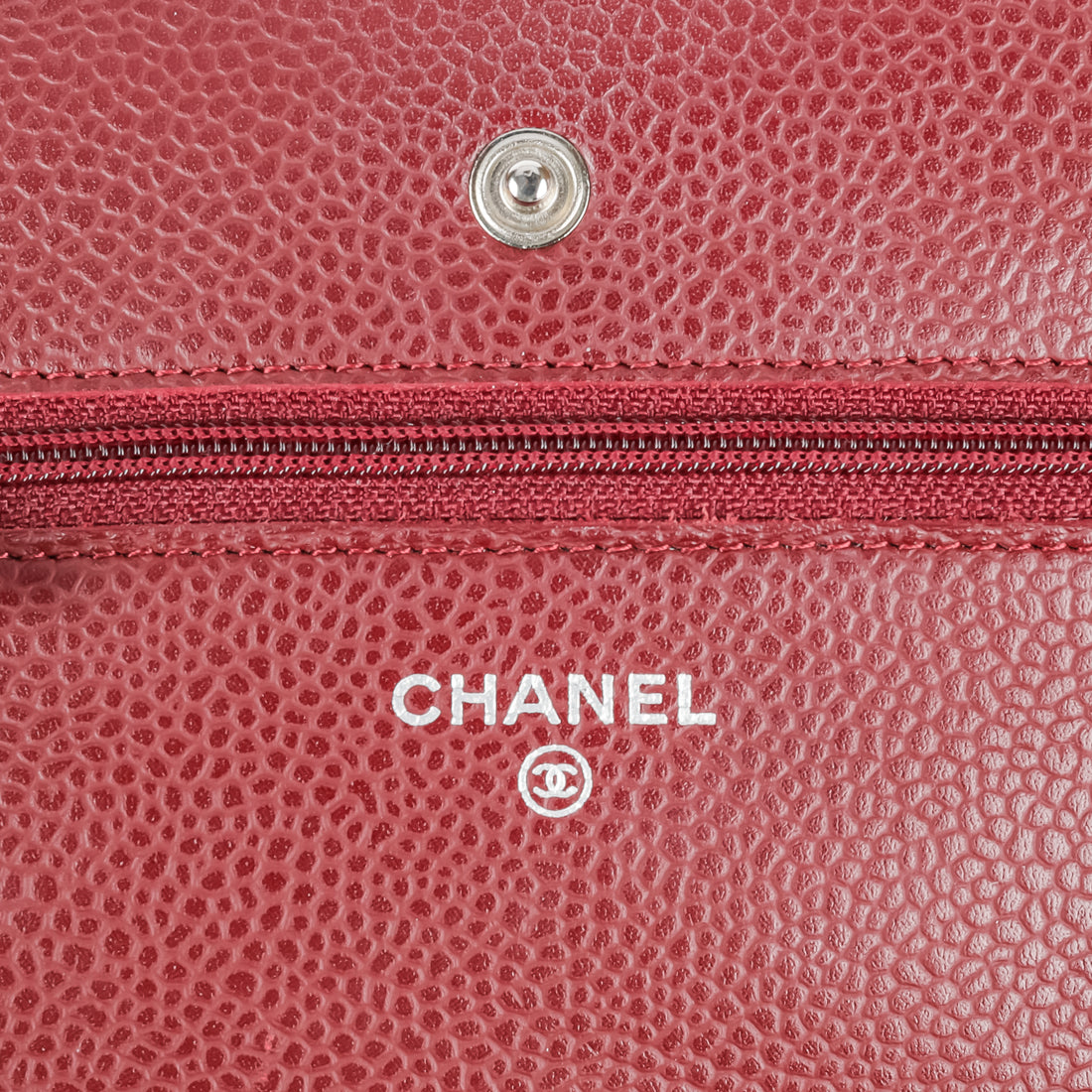 CHANEL Burgundy Caviar Wallet on Chain Handbag