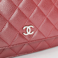 CHANEL Burgundy Caviar Wallet on Chain Handbag