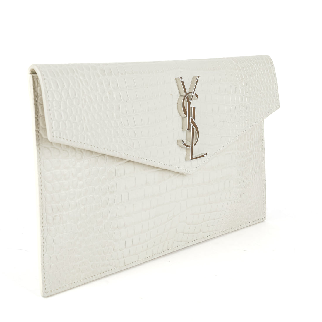 YVES SAINT LAURENT Uptown Croc-Effect Leather Pouch