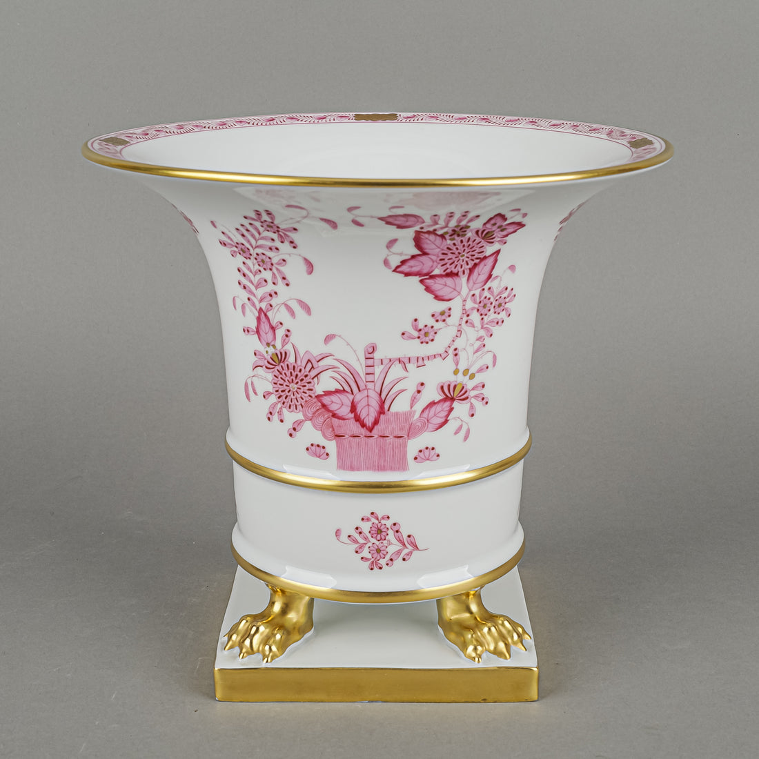 HEREND Indian Basket Pink Empire Vase 6401