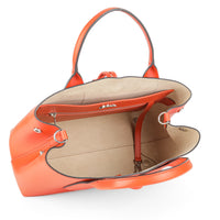 LONGCHAMP Leather Le Roseau Top Handle Orange Handbag