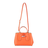 LONGCHAMP Leather Le Roseau Top Handle Orange Handbag