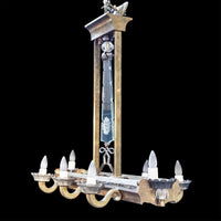 Vintage French Style Brass And Crystal 8-Light Linear Fixture