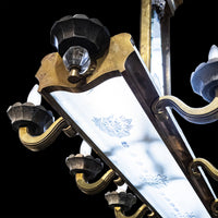 Vintage French Style Brass And Crystal 8-Light Linear Fixture