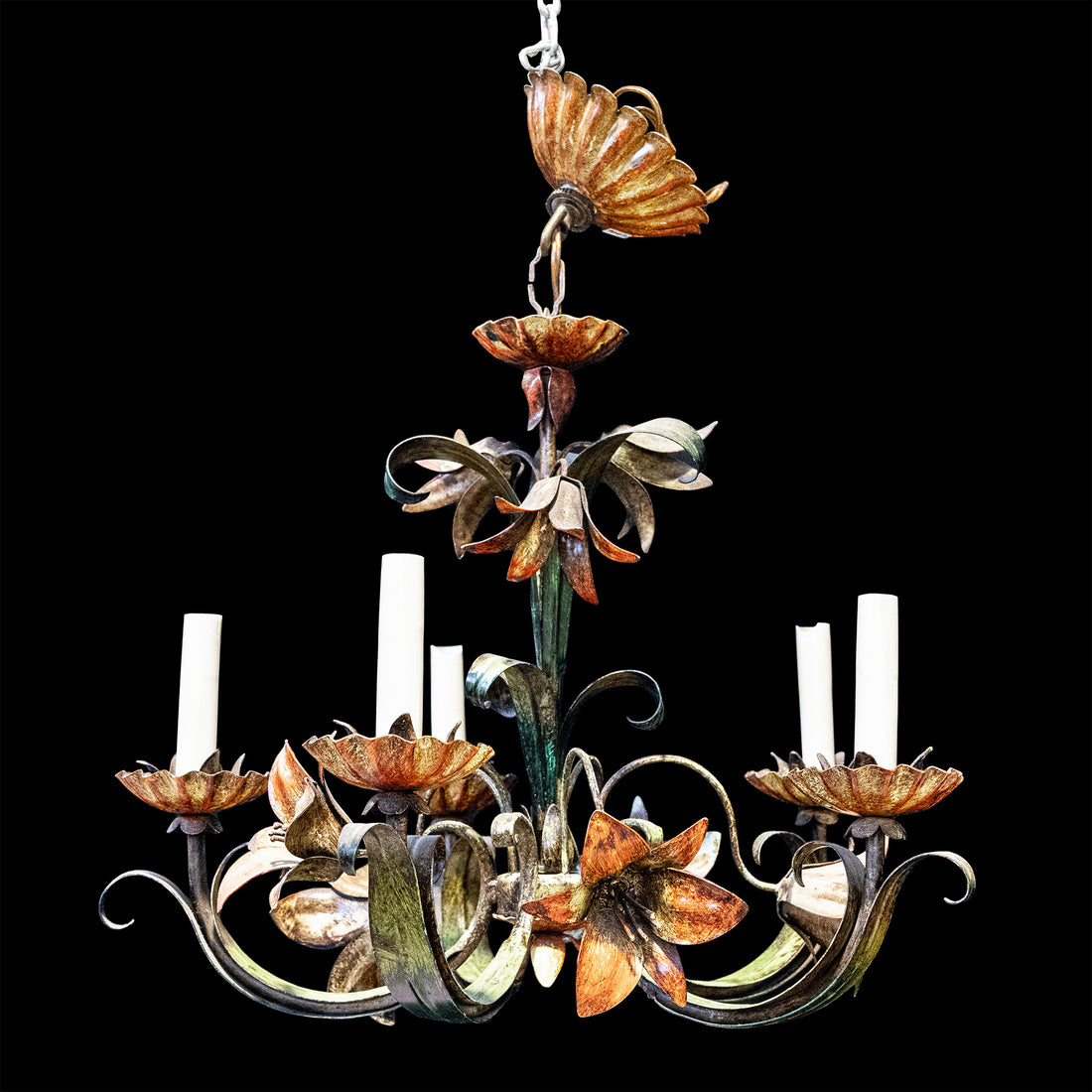 Painted Metalwork Floral 5-Light Fixture