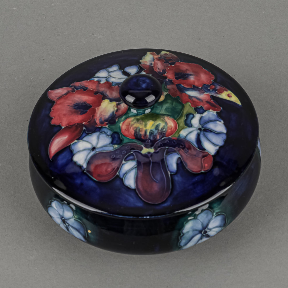 MOORCROFT Orchid Blue Covered Bowl