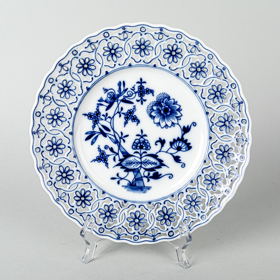MEISSEN TEICHERT Blue Onion Pierced Dessert Plate Set Of 4