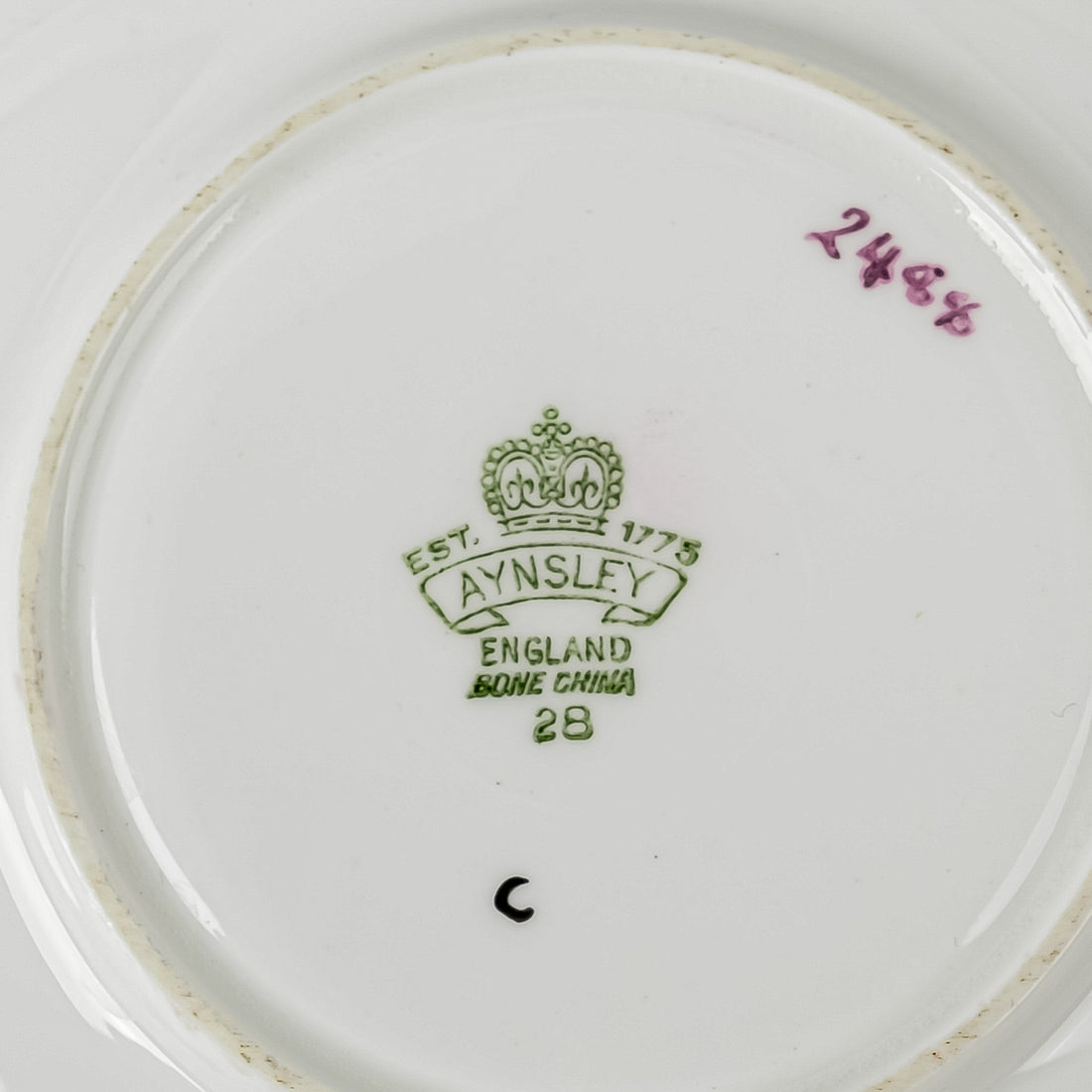 AYNSLEY Cup & Saucer 2488 JA Bailey Floral - Red And Gold