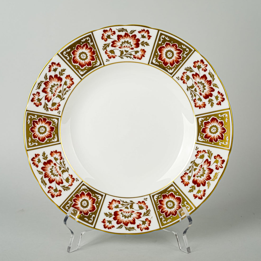 ROYAL CROWN DERBY Red Derby Panel Dinner Plates Set Of 5