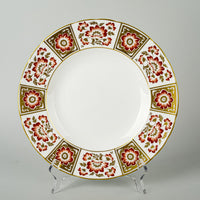 ROYAL CROWN DERBY Red Derby Panel Dinner Plates Set Of 4