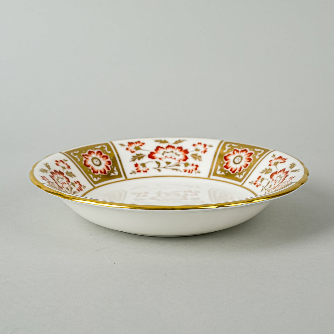 ROYAL CROWN DERBY Red Derby Panel Shallow Bowls Set Of 4