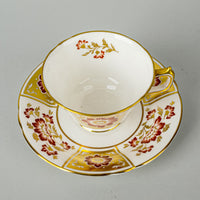 ROYAL CROWN DERBY Red Derby Panel Footed Cup & Saucers Set Of 6 (12 Pieces)