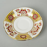 ROYAL CROWN DERBY Red Derby Panel Footed Cup & Saucers Set Of 6 (12 Pieces)