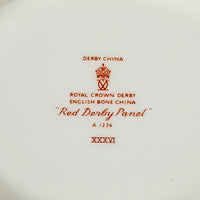 ROYAL CROWN DERBY Red Derby Panel Gravy Boat And Stand