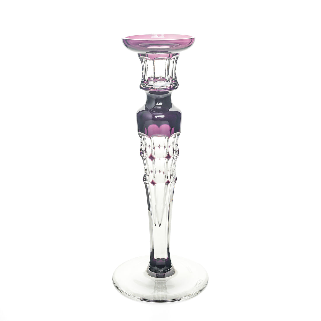 CHRISTIAN LACROIX Crystal Cut To Clear Candlestick - Amethyst Cased